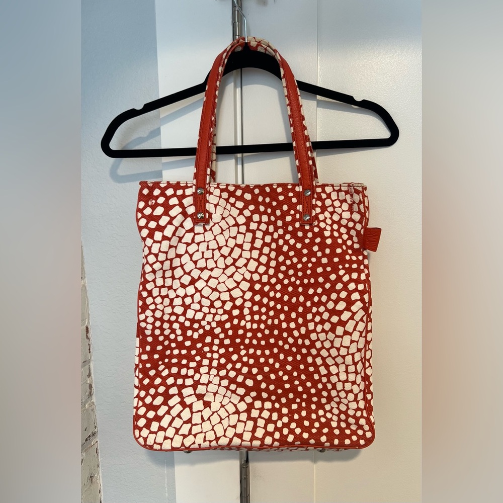 Diane von Furstenberg Tall Tote Bag Leather Accents Lori Printed orange/white